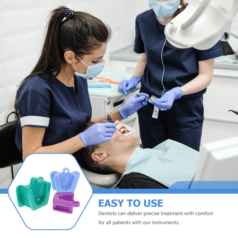 ROSENICE 3pcs Dental Mouth Prop Bite Block Cushion Opener Retractor Small Medium Large Size (Blue Green Purple)