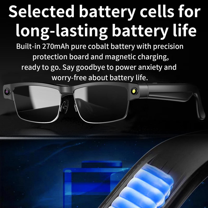 Smart AI Glasses with Camera, 800W Cameras & Photo Capture, Real-Time Translation, Recording Glasses with AI Assistant, Open-Ear Audio, Object Recognition, Bluetooth, for Travel (B3#) B3#