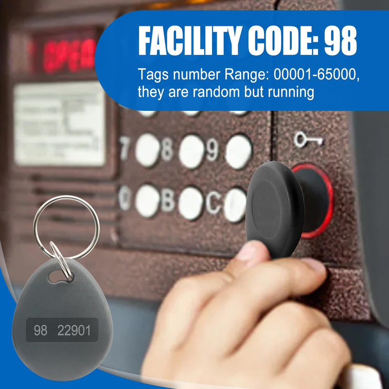 RFID Key Fobs Writable, HID 125KHZ 26 Bit Keyfobs Proximity Fob RFID Key Fob Id Card Token Tags Prox Key ISO-Prox 1346 1386 1326 H10301 Access Control Systems KeyTags (Gray,50) Gray 50
