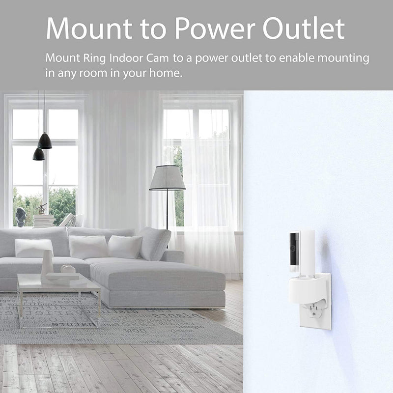 Outlet Mount for Ring Indoor Cam (2nd Gen and 1nd Gen), 1 Pack Plug-in Wall Mount Stand with Power Plug, 360 Degree Swivel and Space Saving Design (Ring Camera are Not Included)