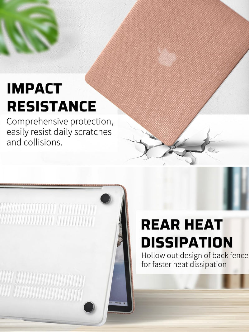 Seorsok Compatible for MacBook Pro 14 inch Case 2023-2021 M3 Pro/Max A2918 A2992 M2 A2779 M1 A2442 Touch ID,Elegant Leather Plastic Hard Shell Case with Transparent Keyboard Cover,Reddish Woven Pro 14 Inch A2442/A2779/A2918/A2992 Reddish
