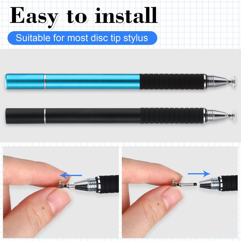 36 Pieces High Precision Replaceable Stylus Pen Disc Tip Universal Stylus Tips Round Shape Stylist Replacement Tips Replacement Tips for Stylus Pens for Daily Using Supplies