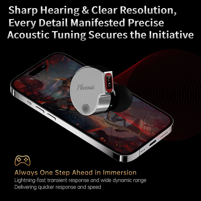 CCA Phoenix in-Ear Monitor Headphones, Dual-Magnet Dynamic Driver IEM with HiFi Clear Sound & Deep Bass, Full-Metal Professional Gaming Earbuds for Musicians, Singers, and Audiophiles(3.5mm Plug) Without Mic,3.5mm Silver