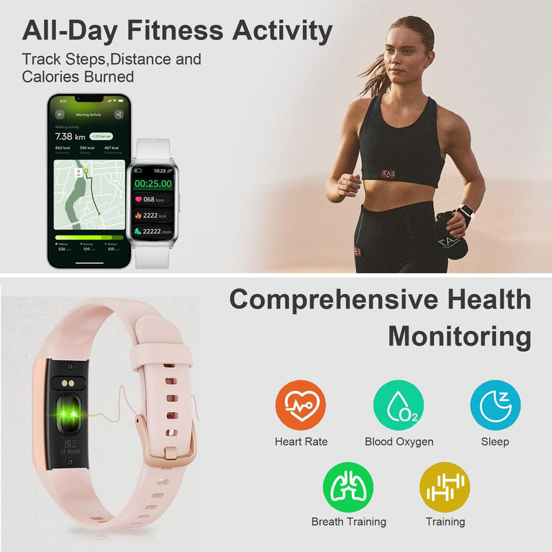 Smart Watch,Fitness Tracker Watch 7 Day+ Battery with Heart Rate/Step Counter/Calories/spO2/Sleep Monitor,IP68 Fitness Smart Watches for Women Android&iOS Silver
