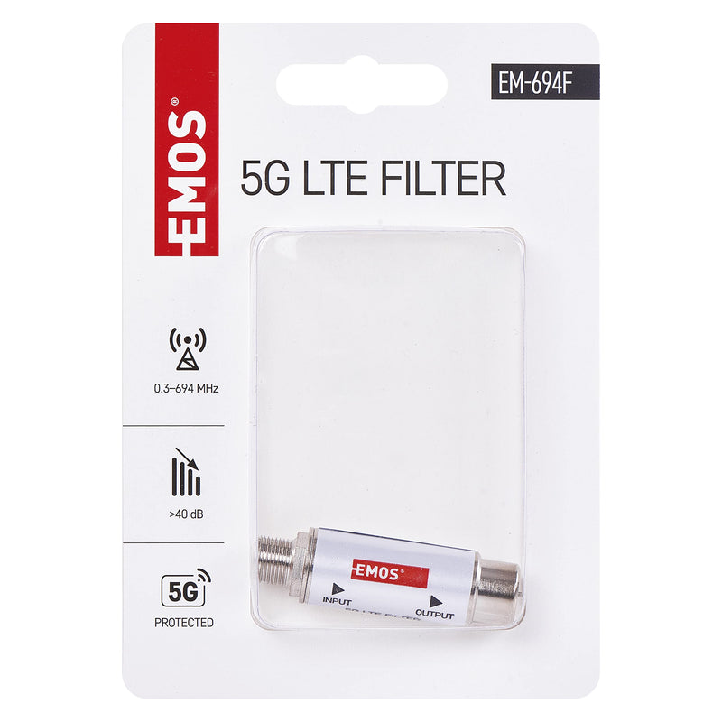 [AUSTRALIA] - EMOS LTE/4G/5G blocking filter, passage range up to 694 MHz, DC pass, 1.6 x 4 cm, F-connector J5711 silver F connector 