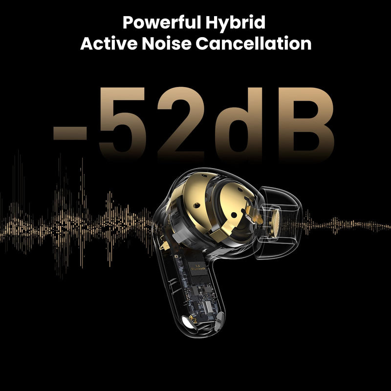 TOZO NC20 Active Noise Cancelling Wireless Earbuds LDAC Hi-Res Bluetooth | 6 Mics AI Call Ear Buds 80H Playtime, Dual Pairing, 32 EQ via App, IPX8 Waterproof, Wireless Charging Case Matte Champagne