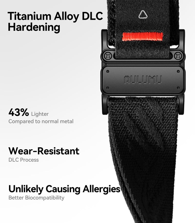 Aulumu CS03 Titanium Galaxy Watch Ultra (2025/2024) 47MM Snap Functional Buckle Band | Luxury Embossed Texture Knit | Quick-release Design | For Samsung Watch Ultra Bands 47MM BlackTitanium/Black