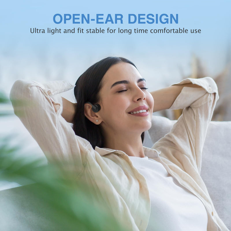 Bone Conduction Headphones Wireless Headphones Bluetooth 5.3 Open Ear Headphones 10H Playtime Sports Earphones with Mic, IPX6 Waterproof Headset for Running,Cycling, Hiking, Driving Black