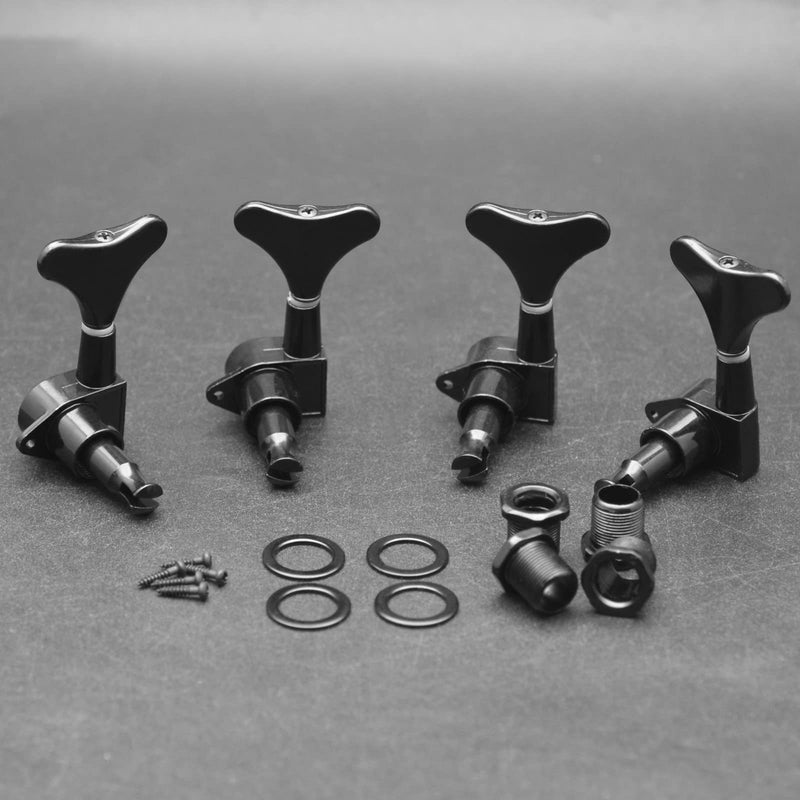 MAXCHEER Guitar Bass Tuners Bass Guitar Tuning Keys,Ratio Headstock Sealed Machine Head Replacement for Electric Jazz Bass or Precision Instruments 1:19(4R) black