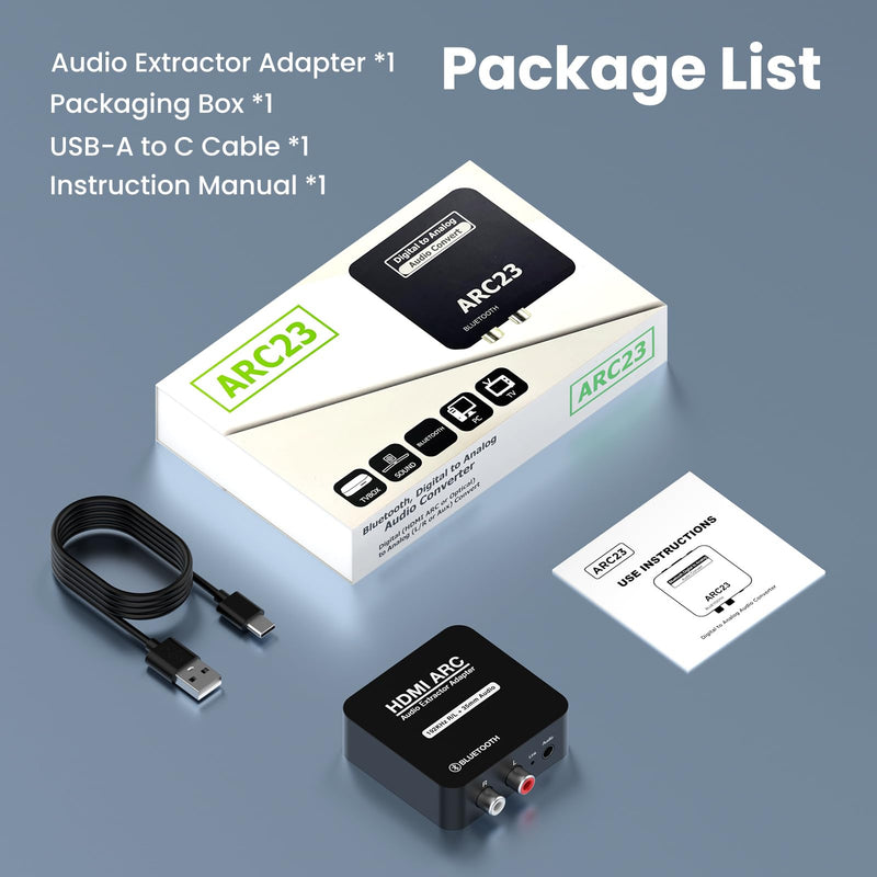 [AUSTRALIA] - HDMI ARC Audio Converter,Digital Optical SPDIF Signals to Analog 3.5mm Jack and RCA (L/R) Stereo Audio Adapter for Soundbar,Speaker,Amplifier, Bluetooth 5.3 Receiver, Compatible with ARC Smart TV 