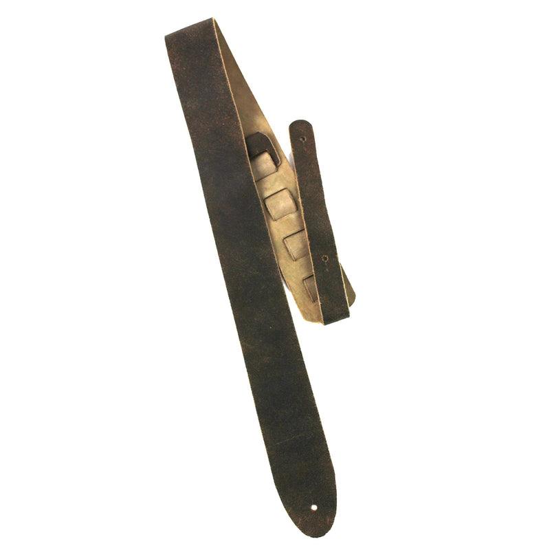 [AUSTRALIA] - Walker And Williams STR-09 Distressed "Weathered" Black Olive Top Grain Premium Italian Leather Guitar Strap For Acoustic, Electric, And Bass Guitars 