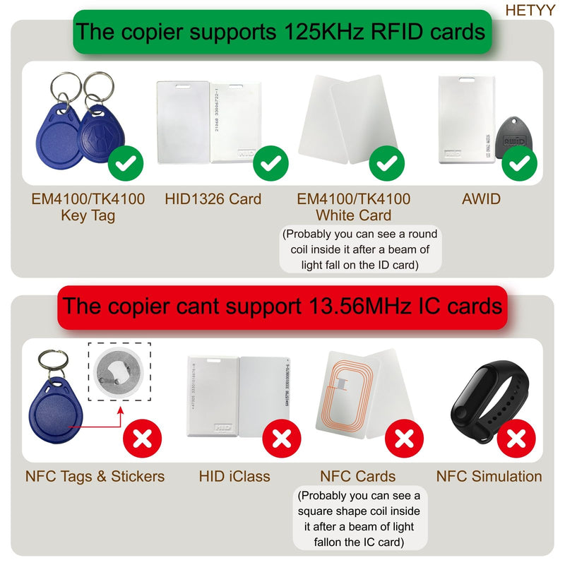 Handheld RFID Copier Smart ID Card Duplicator Used for ID IC HID Waid+5pcs Mix colorsT5577 Key fobs