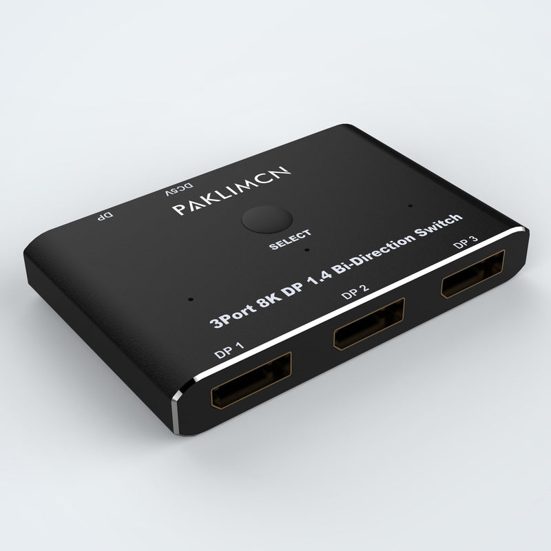 DisplayPort Switch 8K60Hz Display Port 1.4 switcher Box DP 4K@144Hz Bi-Directional 3in1out Switcher, 1 in 3 Out for Switching Video Signals Between Two Screens for one Computer (3 in 1) 3 IN 1