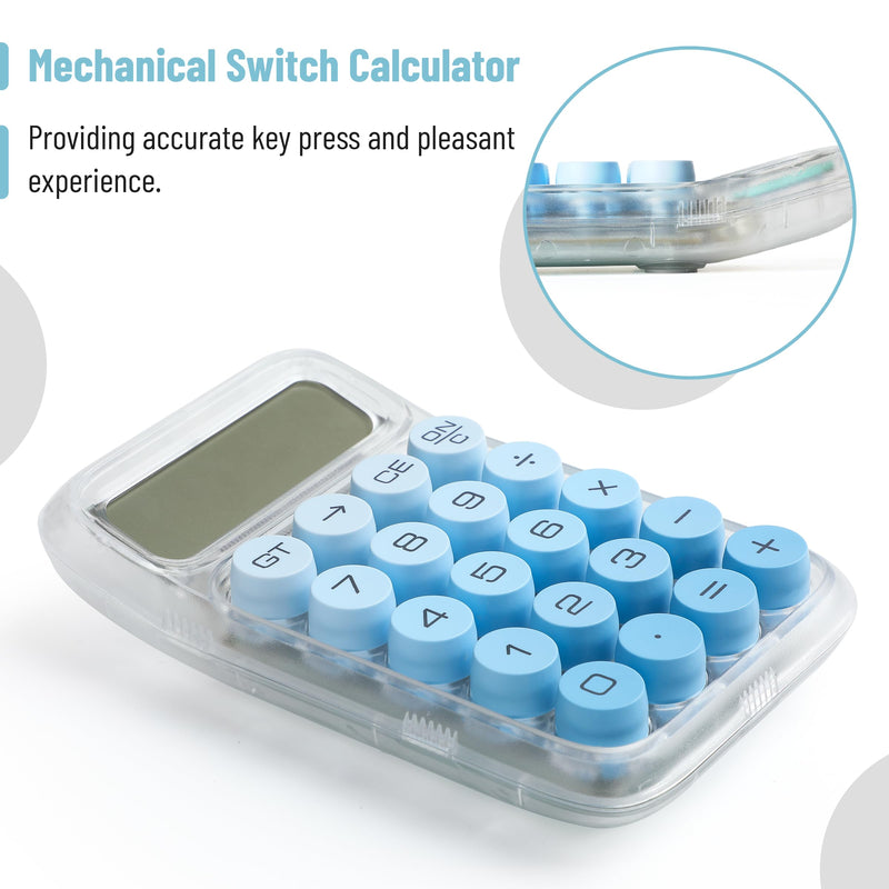 [AUSTRALIA] - Mr. Pen- Mechanical Switch Calculator, 10 Digits, Blue Calculator, Transparent Body, Large LCD Display, Big Buttons Mechanical Calculator Desktop Calculator, Cute Calculator, Aesthetic Calculator 