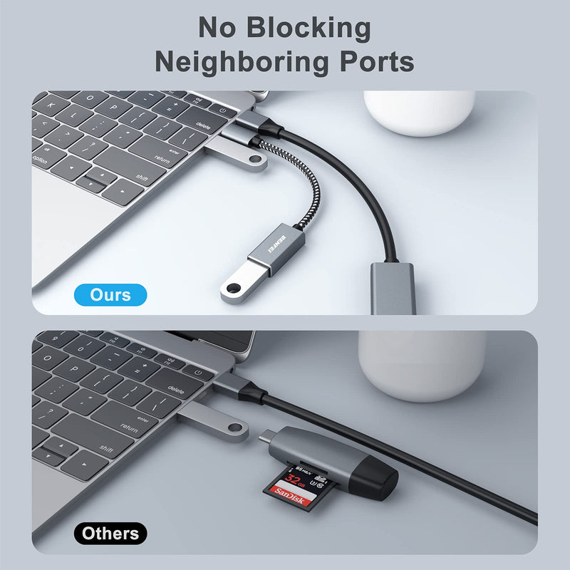 [AUSTRALIA] - BENFEI USB C to USB 3.0 Adapter, 2 Pack USB C to A Male to Female Adapter Compatible with iPhone 15 Pro/Max, MacBook Pro/Air 2023, iMac, S23, XPS 17 Grey 