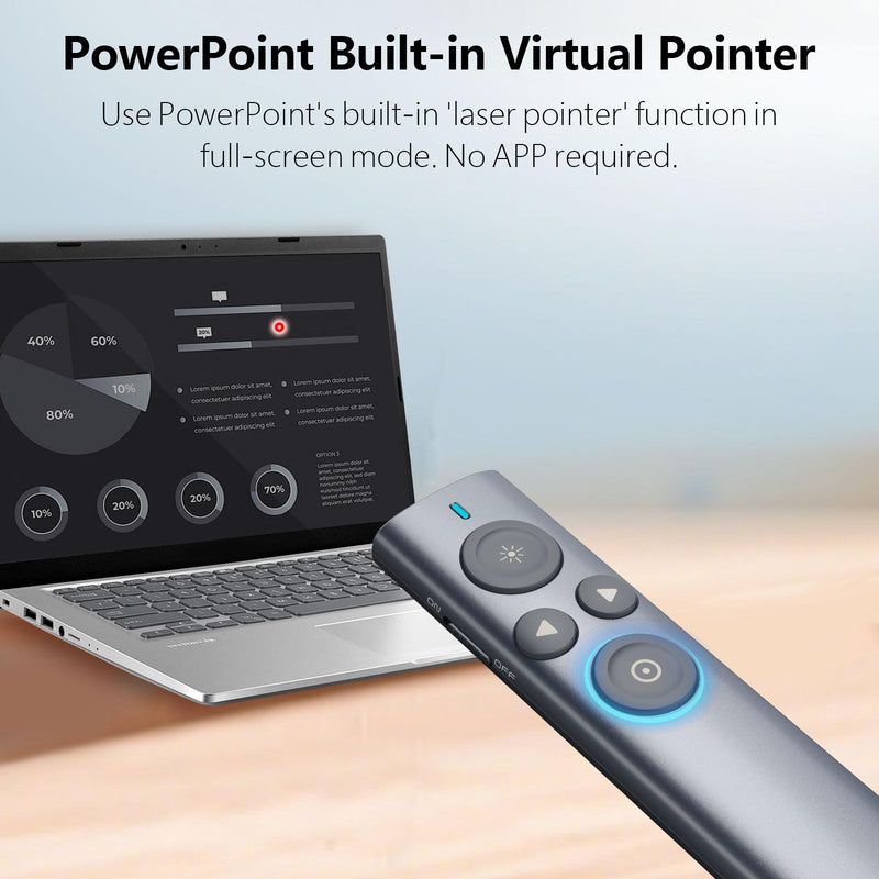 Norwii N95s Presentation Clicker with Digital Laser Pointer for TV Screen | Presentation Remote with spotlight and magnifier functions, work on any screen. Built-in 32GB flash on USB, comes with app Red - USB-A