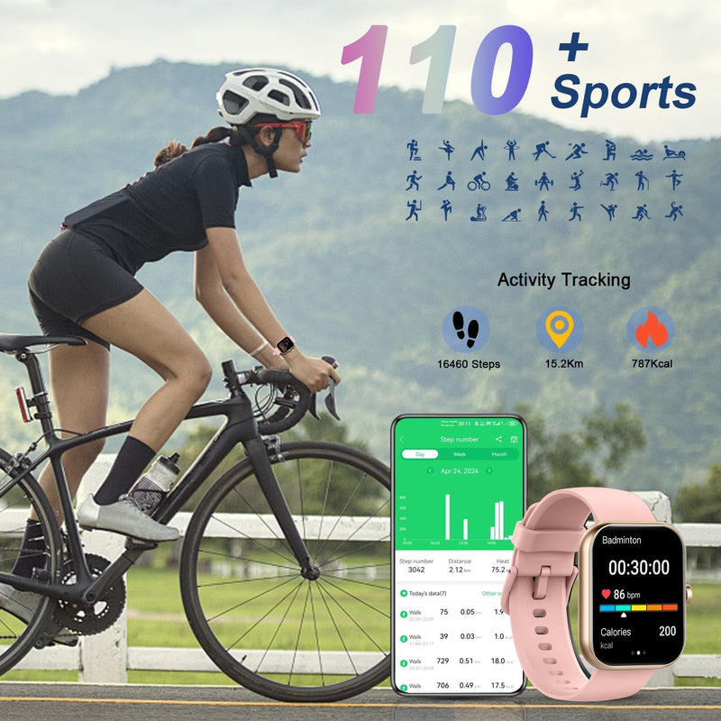 Smart Watch (Answer/Make Call), 2026 New Smartwatch for Women, 1.96" Fitness Watch with 112 Sport Mode/Pedometer/Calories/Sleep/Heart Rate Monitor, IP68 Waterproof Fitness Tracker for Android iOS