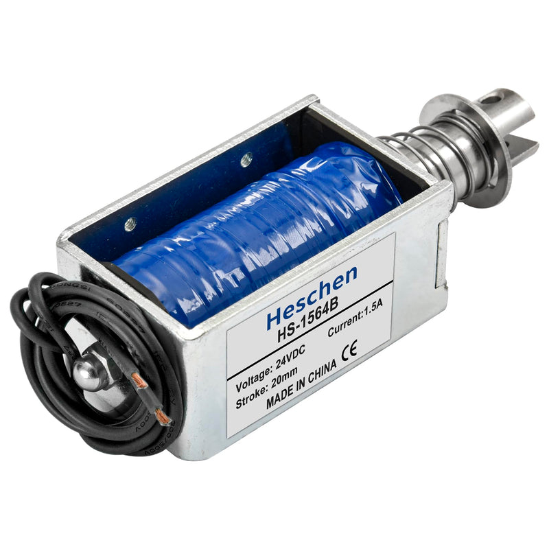 Solenoid Electromagnet, HS-1564B, DC24V 1.5A, 20mm Stroke, Force 60N, Push Pull Type, Open Frame, Linear Motion