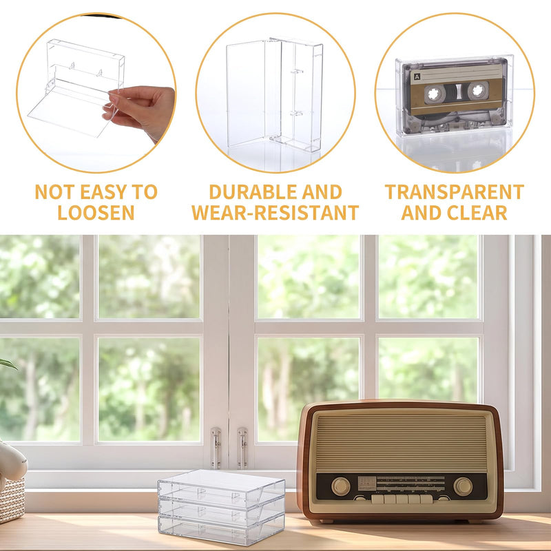 5 Pcs Audio Cassette Storage Cases Clear Plastic Cassette Tape Cases Blank Voice Recording Cassettes Tape Holder Plastic Audio Cassettes Organizer with Anti-Scratch Dust for Art Collection | Blank Voice Recording Cassette Tape Holder, Plastic Audio Cas...