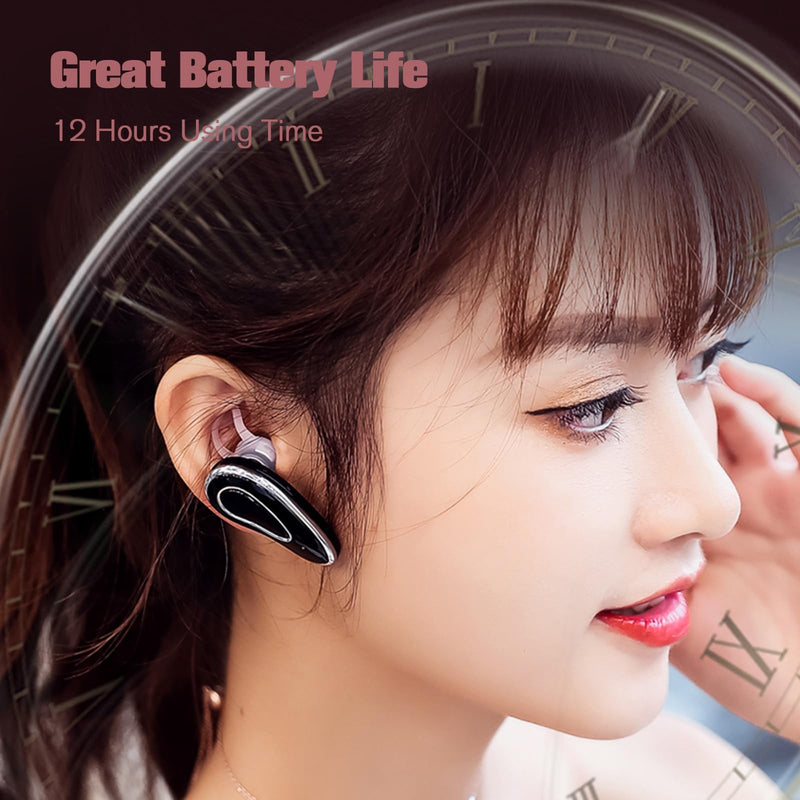 Bluetooth Microphone Headset with Mic Wireless Bluetooth Phone Earpiece for Cell Phone Ear Pieces Headset for Phone Calls Wireless Single Earpiece with Mic for Work Hands Free Pink
