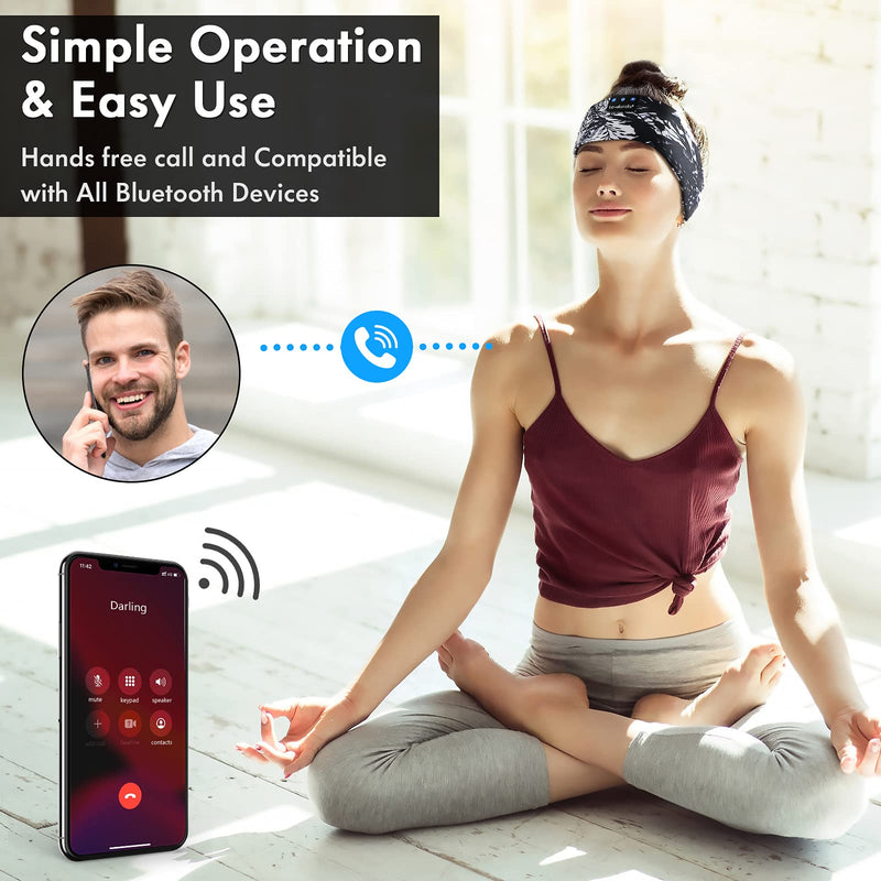 LC-dolida Sleep Headphones Bluetooth Headband Sleeping Cozy Band Wireless Headband