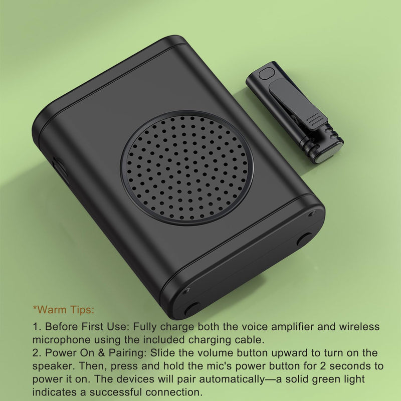 [AUSTRALIA] - Voice Amplifier for Teachers with Clip-On Wireless Lapel Mic, [Bluetooth 5.3] Teacher Microphone for Classroom, Portable Mini Megaphone Speaker PA System for Elderly/Public Events/Tours 