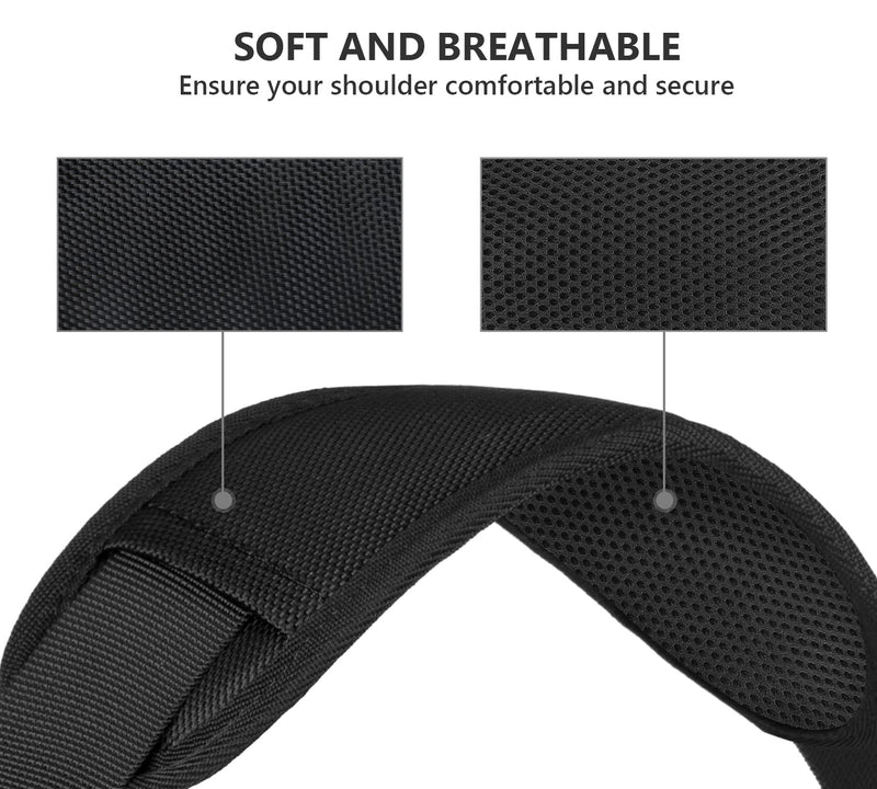 Ytonet Shoulder Strap, 52" Universal Adjustable Padded Laptop Shoulder Strap Replacement Comfortable Belt with Metal Hooks for Laptop Messenger Crossbody Bag Luggage Duffel Camera, Black