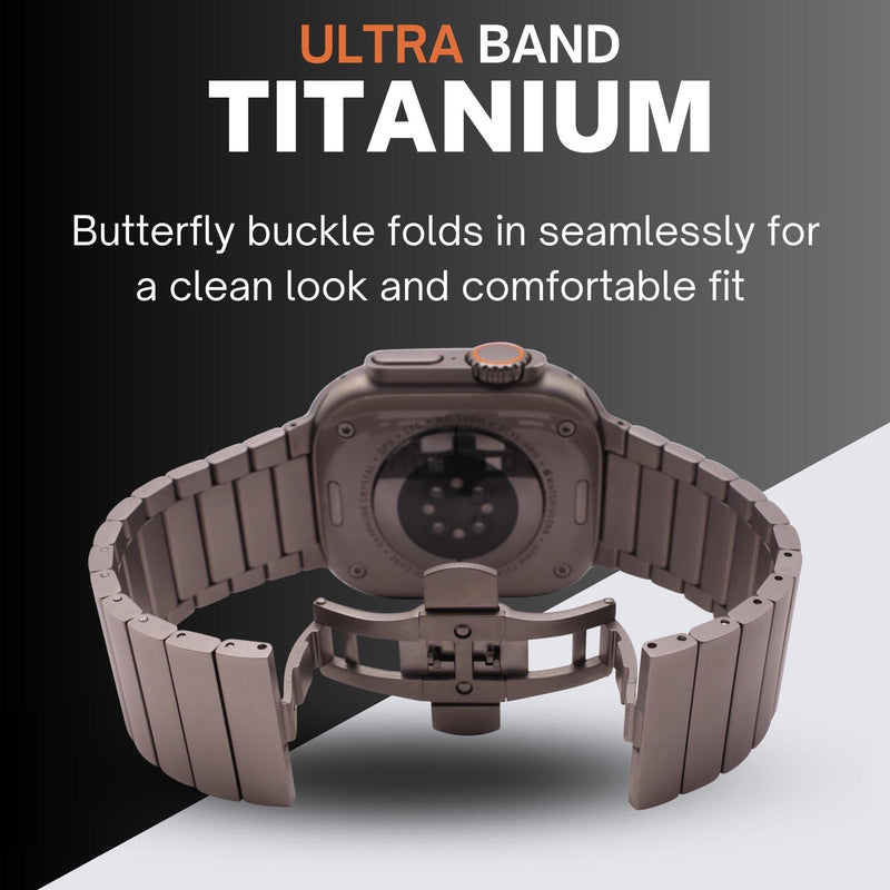 Titanium Bracelet for Apple Watch Ultra 3/2/1 (49mm), DLC Coating | Scratch Resistant Diamond-Like-Carbon Coating, Titanium Bracelet with Folding Clasp, Color Matching Titanium Natural Titanium