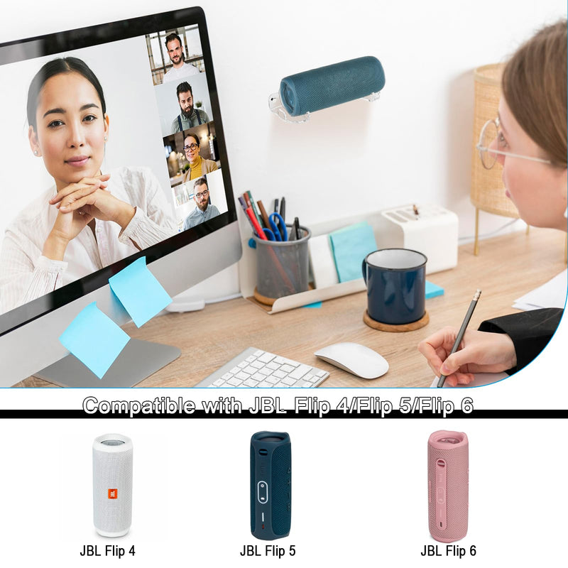 TXEsign Speaker Mount Shelf for JBL Flip 6/Flip 5/Flip 4 Portable Bluetooth Speaker-One Pack, Acrylic Speaker Holder Floating Shelf Small Wall Shelf (Transparent) Transparent