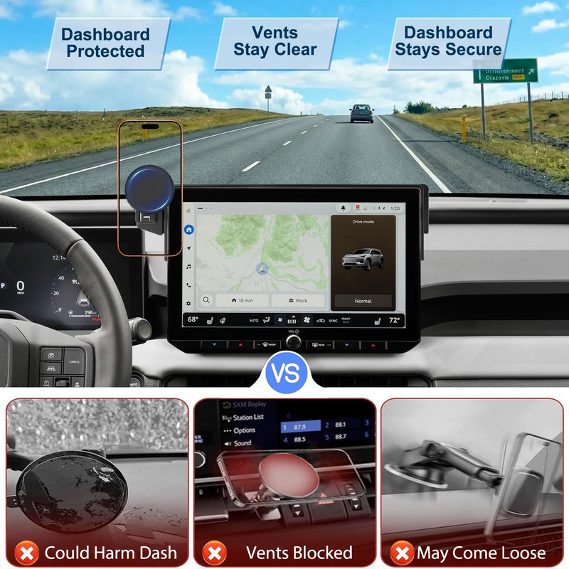 2026 RAV4 Car Phone Holder for Toyota RAV4 12.9-inch Touchscreen (XSE/Limited), 360° Rotation Phone Mount Compatible with MagSafe, No Vent Blocking, Exclusive Custom Fit for Toyota RAV4 Accessories for 2026 RAV4 12.9-Inch Magnetic