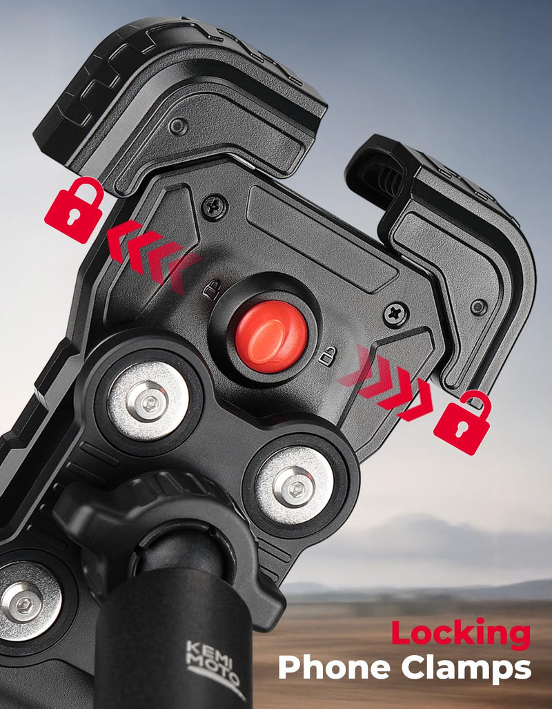 KEMIMOTO X3 Phone Mount, Anti-Vibration Dampener Cast-Aluminum Mount Dashboard One-Hand Operation Secure Lock 360° Adjustable Cell Phone Holder, Compatible with Can-Am Maverick X3 and MAX Models Phone Mount with Vibration Dampener