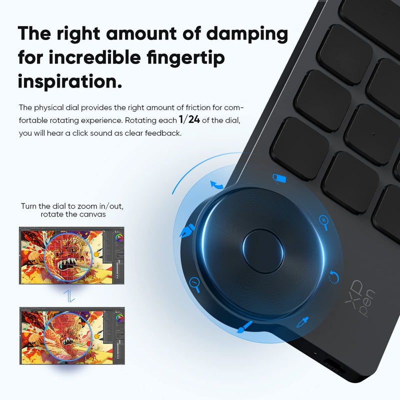 Drawing Tablet XPPen StarG640 Digital Graphic Tablet & Mini Keydial ACK05 Wireless Shortcut Keyboard