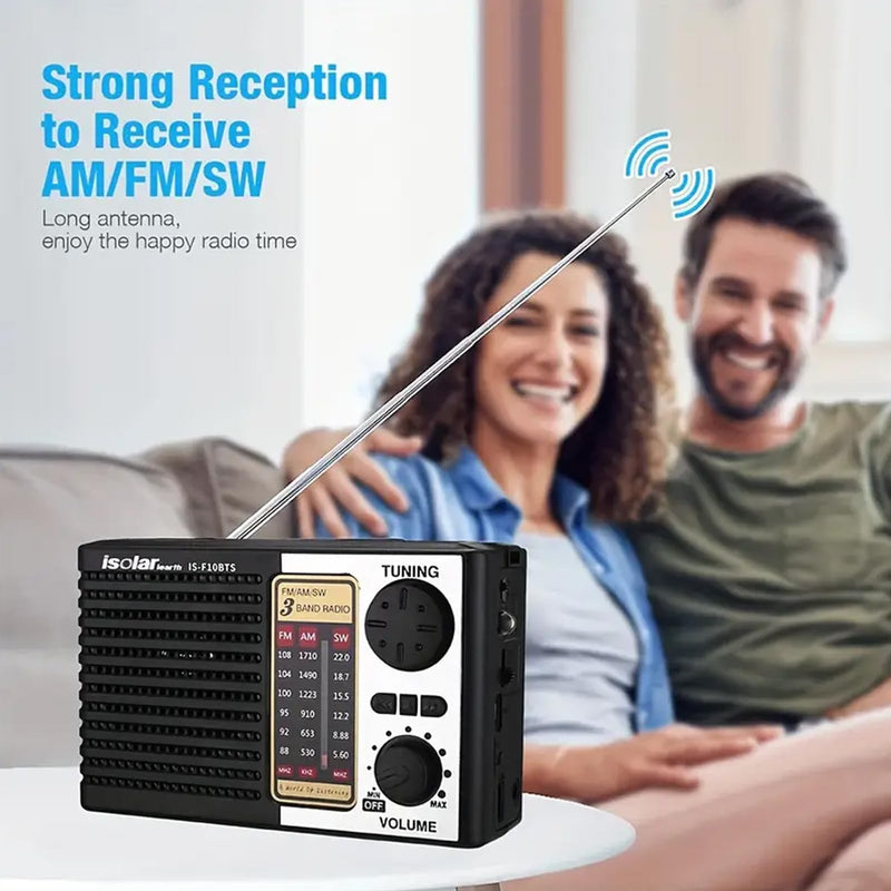 [AUSTRALIA] - Portable Solar Radio, AM/FM/SW Bands, Digital Speaker with Strong Reception, LED Lights, USB Charging, Detachable Battery for Camping and Mountaineering Outdoor Camping Jogging 