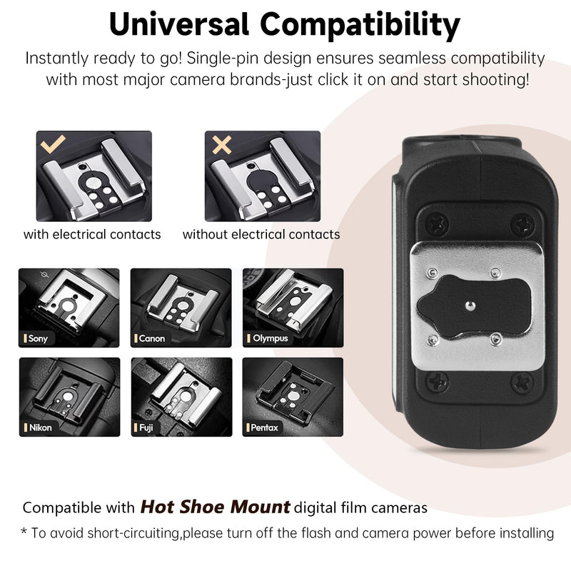 Mini Camera Flash Speedlite with Video Light, GN8 6500K Adjustable External Flash, Universal Single Contact Hot Shoe Mount, Compatible with Canon/Nikon/Sony/Fuji/DSLR Black A