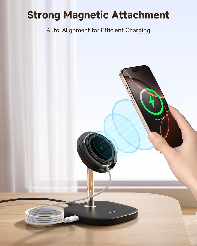 Dual Watch Charger for Apple Watch, Detachable Wireless Charger Stand for iPhone 16/15/14/13/12 Series