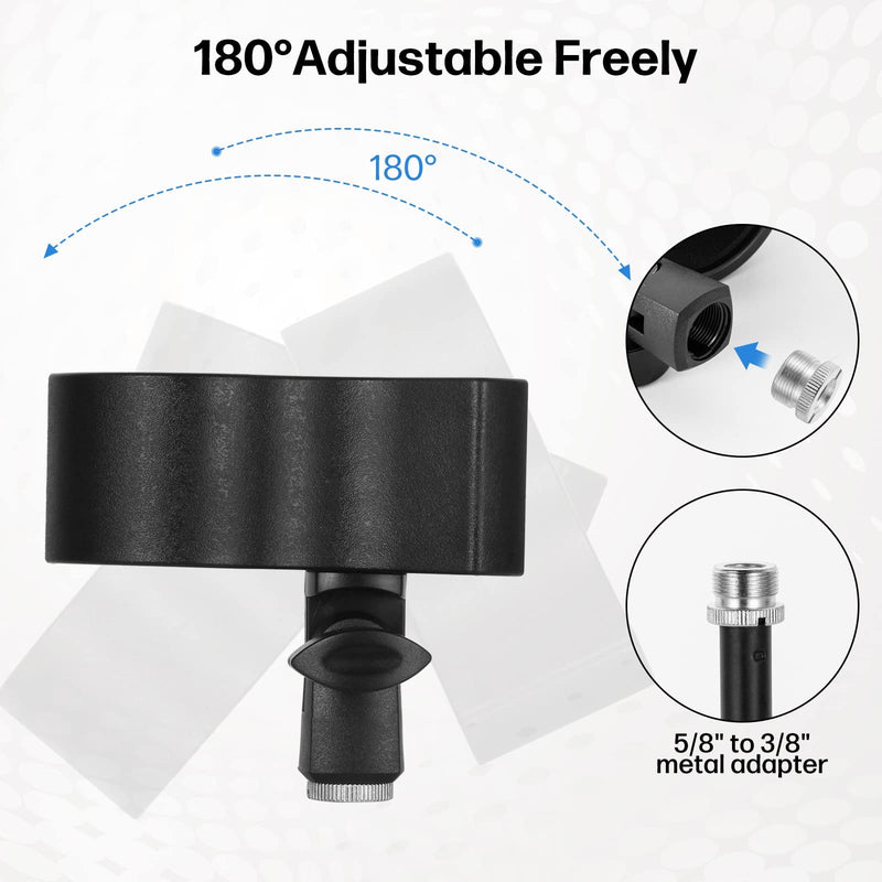 BILIONE 4pcs Versatile Microphone Clip, Adjustable Mic Holder for Microphones with Outer Diameter Range 1.26" from 2.3", with 5/8" Male to 3/8" Female Screw Adapter(Black) 4 Pack black