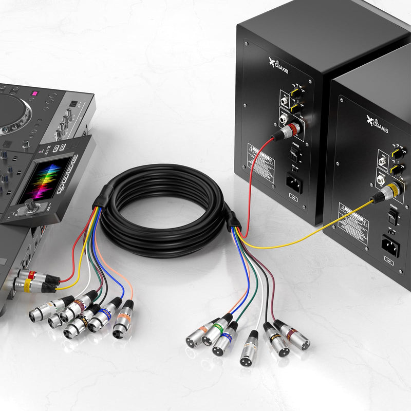 [AUSTRALIA] - EBXYA 8 Channel XLR Snake Cables 10ft, 8 Colored XLR Male to Female Snake Cables, 1 Pack 8-Channel 10 Feet Black 