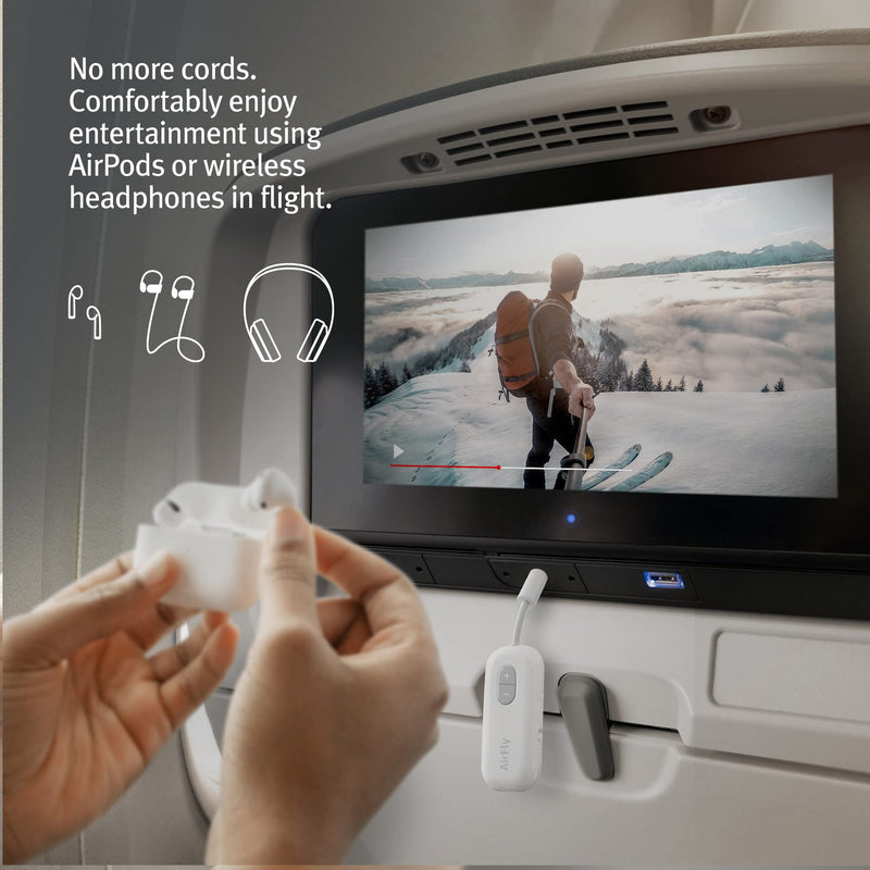 Twelve South AirFly SE Bluetooth Wireless Audio Transmitter Receiver for AirPods or Wireless Headphones - Use with Any 3.5 mm Audio Jack for Airplanes, Gym Equipment, TVs, iPad/Tablets and Auto White