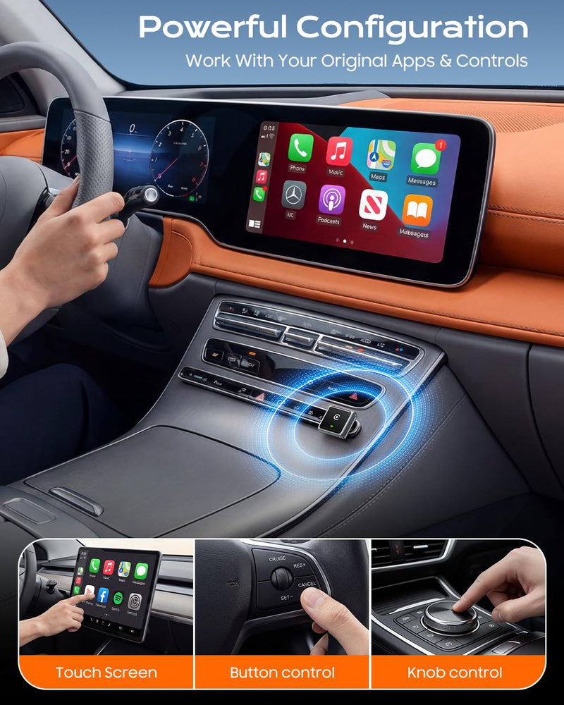 Mini Wireless CarPlay Adapter for iPhone Apple, USB-A/C Plug & Play | Go Wireless with Factory Wired Apple CarPlay, Fast Auto Connect, Low Latency, Compatible with iOS 10+ & 2015+ Cars, Gray