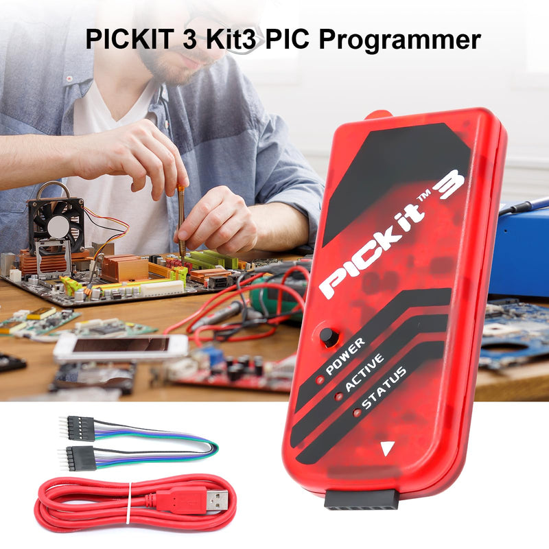 Pickit 3 Kit3 PIC Programmer, AYWHP Microcontroller Programmer, Emulator, USB Cable for Programming, Troubleshooting, PC Software and Hardware Development