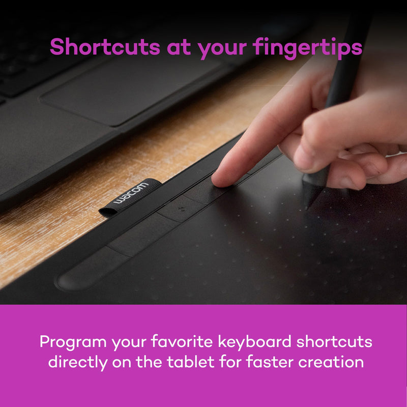 Wacom Intuos Small, Wired Graphic Drawing Tablet with Pen + Software | Battery-free pen, 4 ExpressKeys for shortcuts, works with Mac, Windows & Chromebook; Ideal for creators, students & teachers