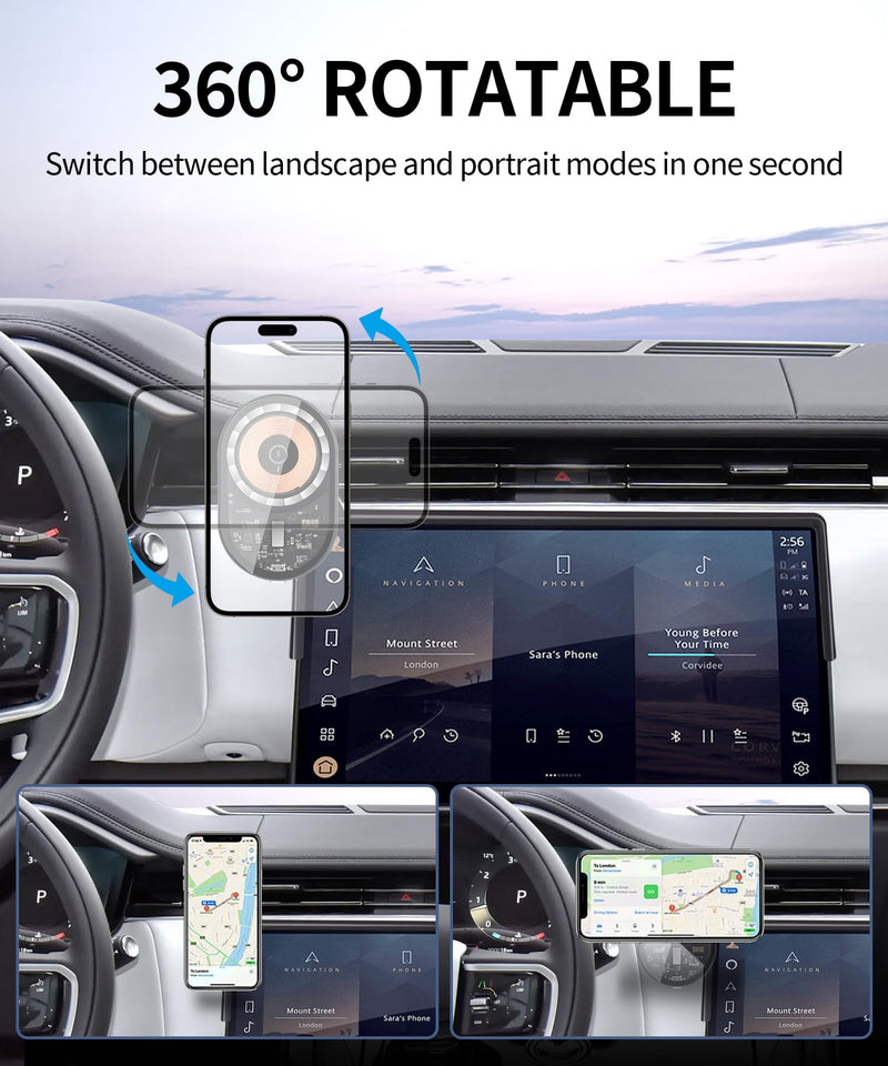 Wireless Charger Car Phone Mount for Land Rover Range Rover/Sport 2023-2026 | 13.1" Screen Magsafe Accessories Fast Charging Magnetic Cell Phone Holder Clip Compatible with iPhone Android, 3D Fit Bracket