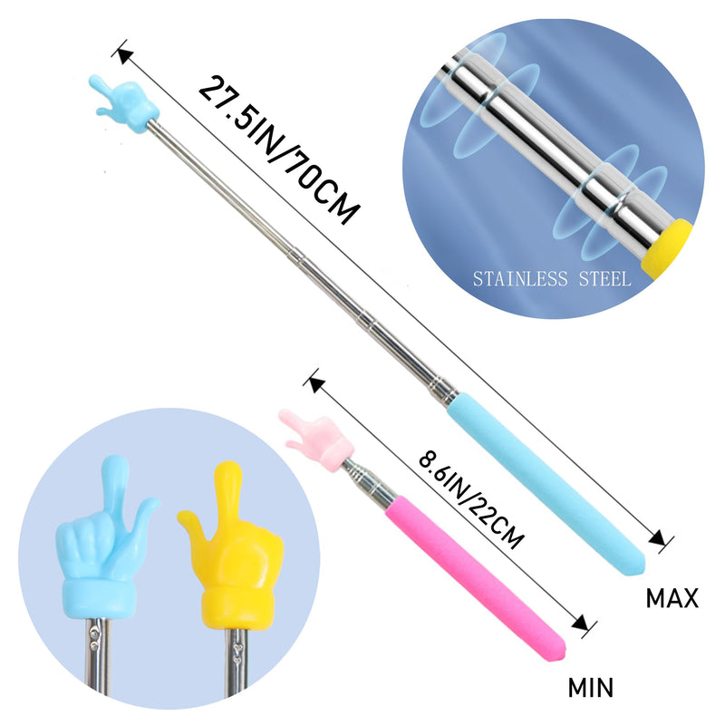 Telescopic Teachers Pointer, Classroom Demonstration Baton, Guide Indicator, Retractable Finger Pointer Stick for School Teaching, Conference Presentation, Object Instruction Pink
