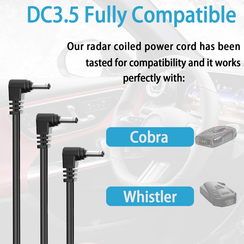 [AUSTRALIA] - Radar Detector Power Cord Mirror Plug Wire Compatible with Uniden Escort Valentine One Cobra Whistler,with Inline Fuse Holder,Rearview Mirror Plug Elastic Cable.(DC 3.5-Set of 3) DC 3.5 