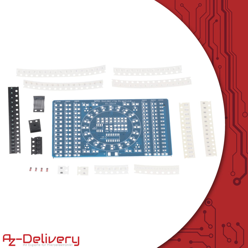 AZDelivery NE555 SMD Soldering Practice Board DIY Kit - LED Module for Soldering Learning, Set with Soldering Kit - Electronic Soldering Kit for Soldering Exercises