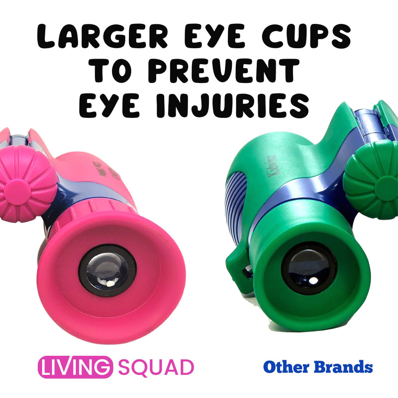 Kids Binoculars 8x21 Pink- Girls Age 3-12, Shock Proof Compact Binoculars for Kids Set- Neck Strap, Compass, Carabiner, Case- High-Resolution Optics Child Gift Toy for Bird Watching, Hiking, Spy Pink/Blue