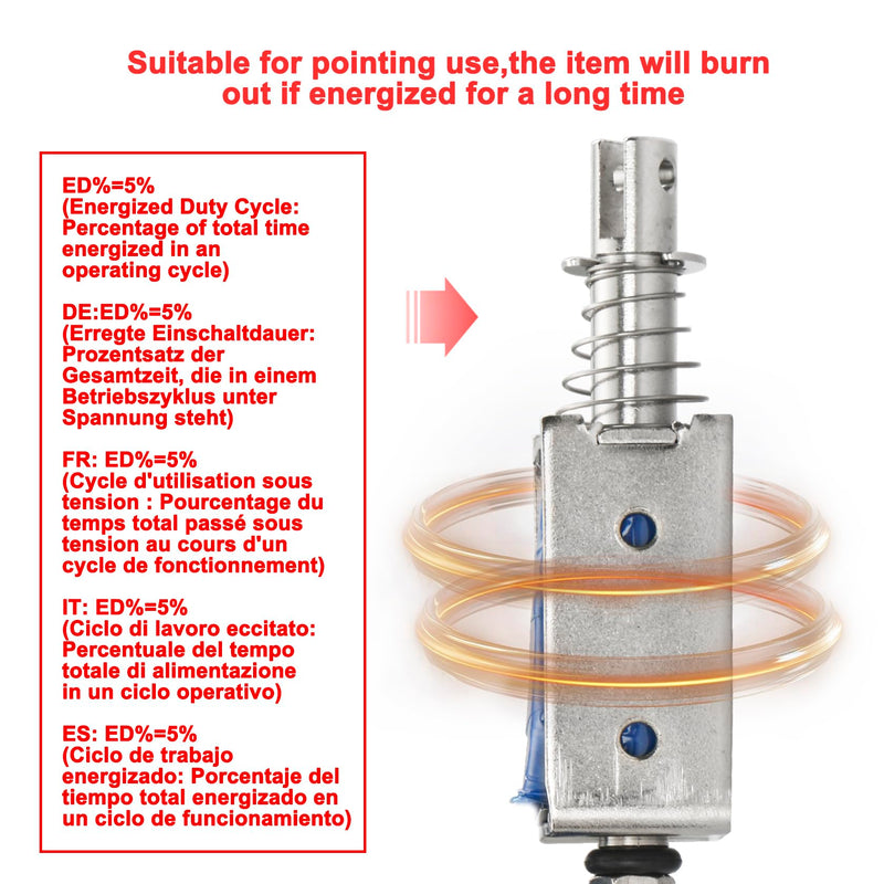 [AUSTRALIA] - Electric Solenoid Electromagnet, Electric Magnets, HS-0530B Push Pull Type 24VDC 10mm Stroke 5N Force 