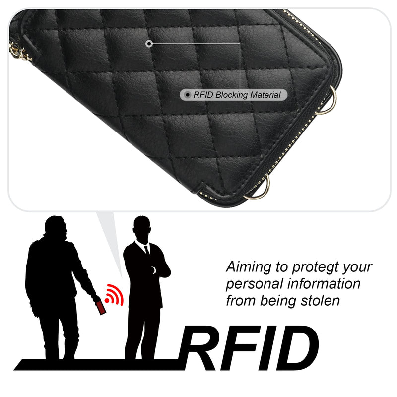 Bocasal A Stylish Crossbody Wallet Case for iPhone 13 Pro + 3 Pcs Tempered Glass Screen Protector for iPhone 13/14/13 Pro