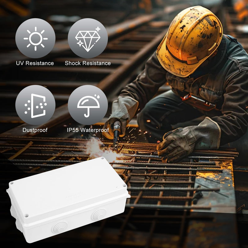 Junction Box Waterproof Junction Box Outdoor Waterproof ABS Junction Box White Surface-Mounted Electrical Box Junction Box Cable Junction Box 200 x 100 x 70 mm