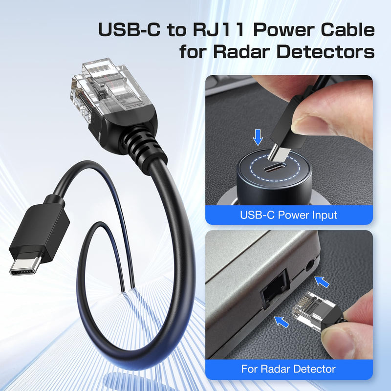 Magnetic Radar Detector Mount & Type-C to RJ11 Power Cable